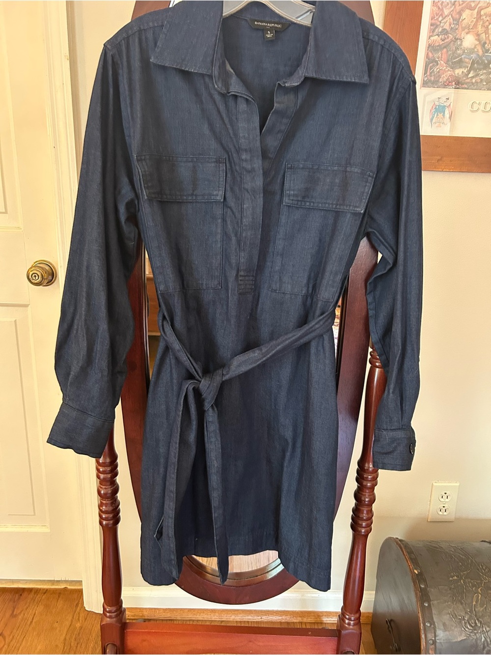 Banana Republic Dark Navy Denim Shirt Dress with Tie Belt